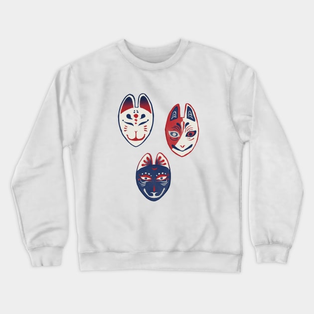 Kitsune-men (狐面) Crewneck Sweatshirt by akaneyabushita